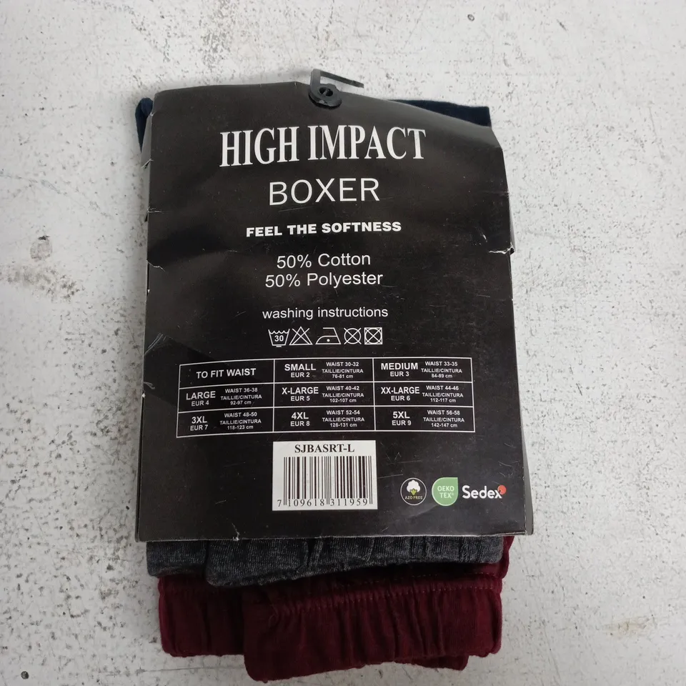 HIGH IMPACT BOXER SHORTS 3 PACK – COTTON BLEND, LARGE
