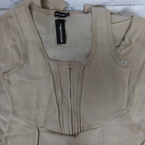 PRETTYLITTLETHING OATMEAL SEAM DETAIL SLEEVELESS JUMPSUIT SIZE 12