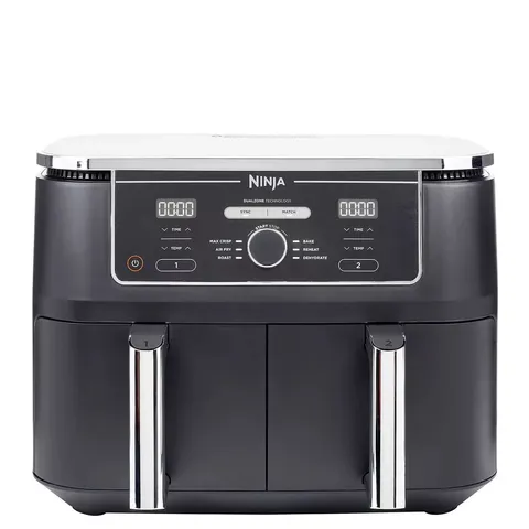 BOXED NINJA PREP & COOK BUNDLE // INCLUDES A NINJA FOODI MAX DUAL ZONE 9.5L AIR FRYER, NINJA PROCHEF WIRELESS MEAT THERMOMETER, AND NINJA PROFESSIONAL STACKABLE CHOPPER.