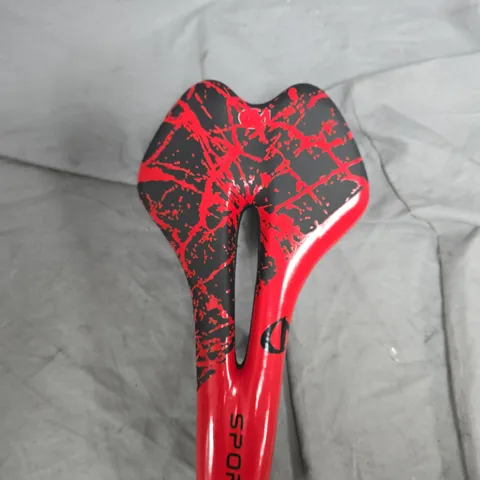 RED AND BLACK SPORT BICYCLE SADDLE WITH CENTRAL CUT-OUT
