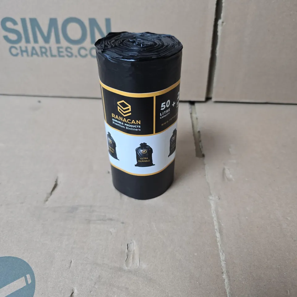 20 X RANACAN PREMIUM 50L BIN LINER ROLLS (25 BAGS PER ROLL) BOXED