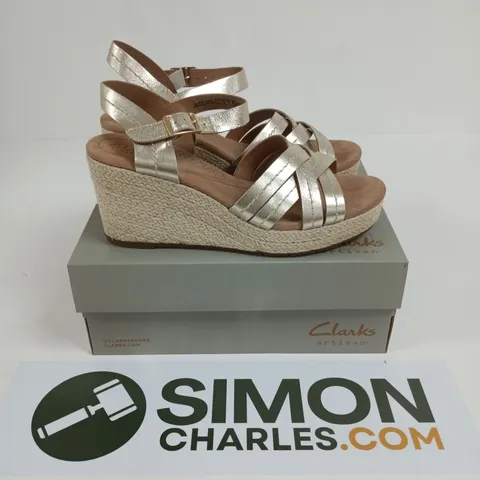 BOXED PAIR OF SABINA STRAP SANDALS IN CHAMPAGNE - UK 7