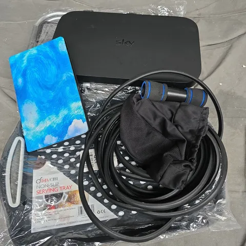 APPROXIMATELY 20 ASSORTED HOUSEHOLD PRODUCTS TO INCLUDE SKY BOX, NON-SLIP SERVING TRAY, TABLET CASE, ETC - COLLECTION ONLY