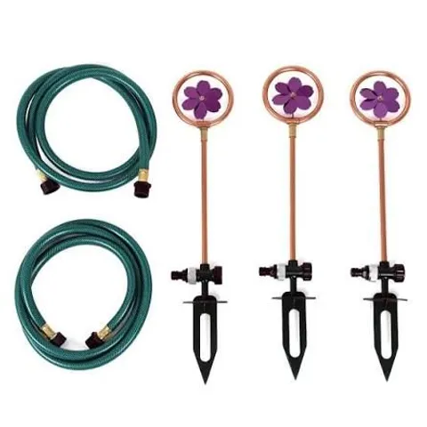 BOXED BERINI SET OF 3 FLOWER SPINNING SPRINKLER STAKES