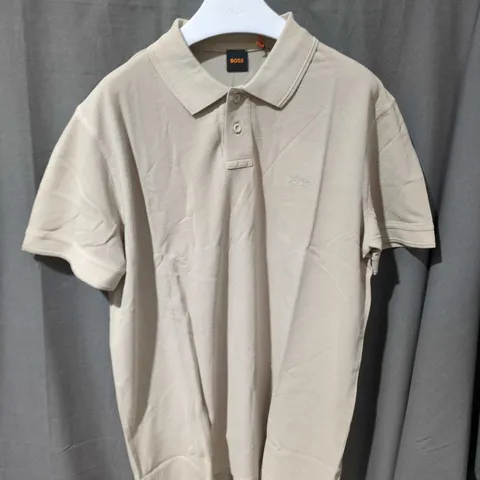 BOSS POLO SHIRT – BEIGE, MEN'S SHORT SLEEVE SIZE XL