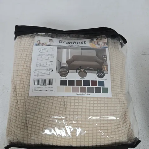 GRANBEST 1-PIECE SOFA COVER – BEIGE GRID FABRIC - XL