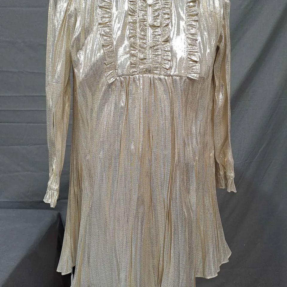 SELF-PORTRAIT GIRLS METALLIC MINI DRESS IN GOLD SIZE 8-10