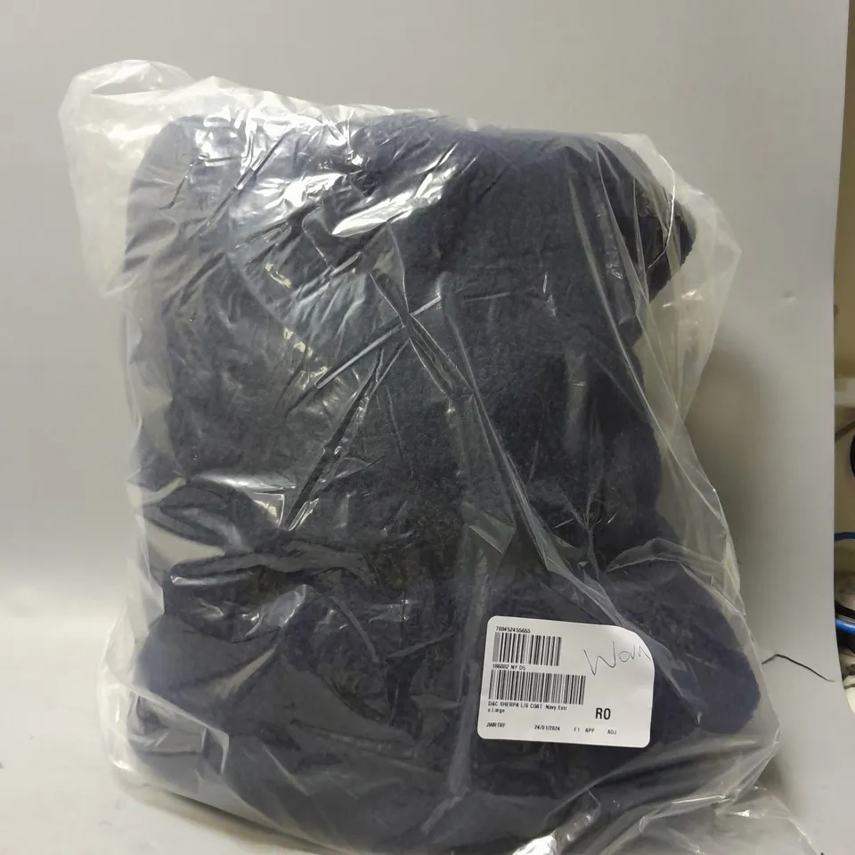 DENIM & CO. FLEECE & SHERPA COAT WITH HOOD IN NAVY SIZE L 