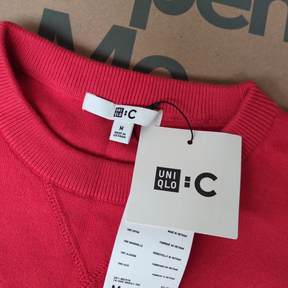 UNIQLO WOMENS SMOOTH COTTON CREW NECK SWEATER IN RED - MEDIUM