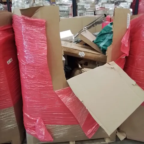 PALLET OF ASSORTED HOUSEHOLD GOODS AND PRODUCTS TO INCLUDE; ACROHOME 6.2M TELESCOPIC LADDER, BOXED FURNITURE ETC