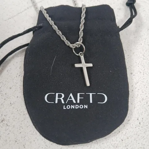 CRAFT LONDON CROSS PENDANT NECKLACE – SILVER-TONE