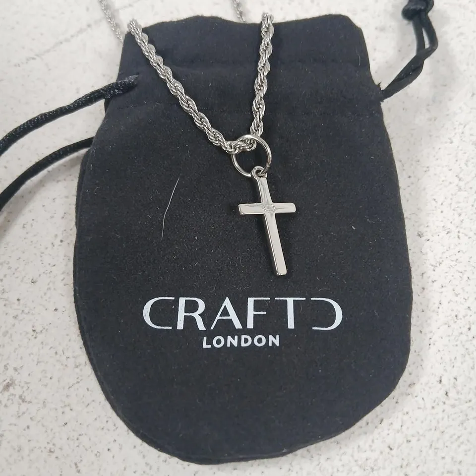 CRAFT LONDON CROSS PENDANT NECKLACE – SILVER-TONE