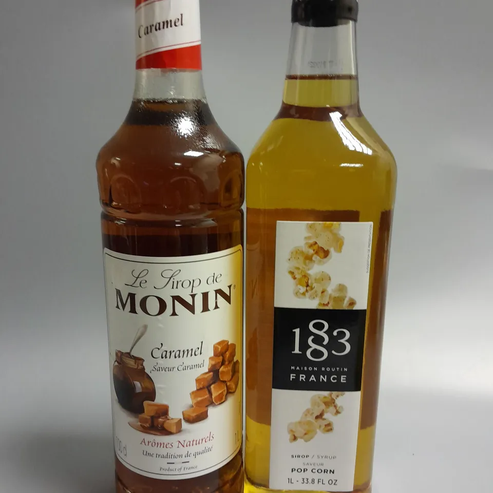 LOT OF 2 1L FOOD SYRUPS INCLUDE POP CORN AND CARAMEL / COLLECTION ONLY