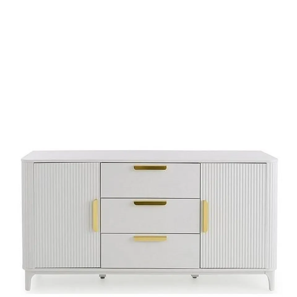 BOXED CARINA LARGE 2 DOOR, 3 DRAWER SIDEBOARD - WHITE (2 BOXES)