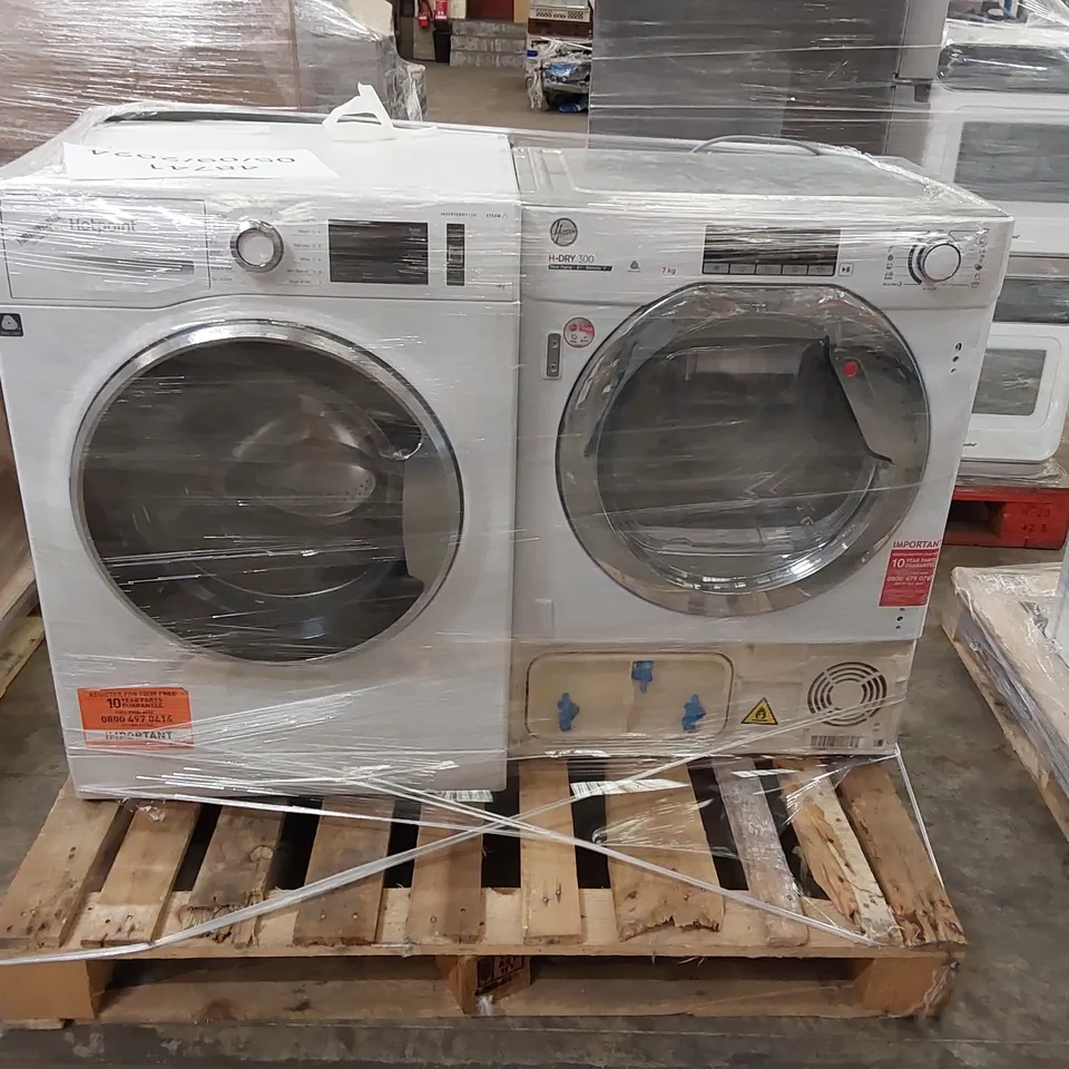 HOTPOINT ACTIVECARE FREESTANDING WASHING MACHINE AND HOOVER H-DRY 300 BATDH7A1TCE TUMBLE DRYER - UNPROCESSED RAW RETURNS