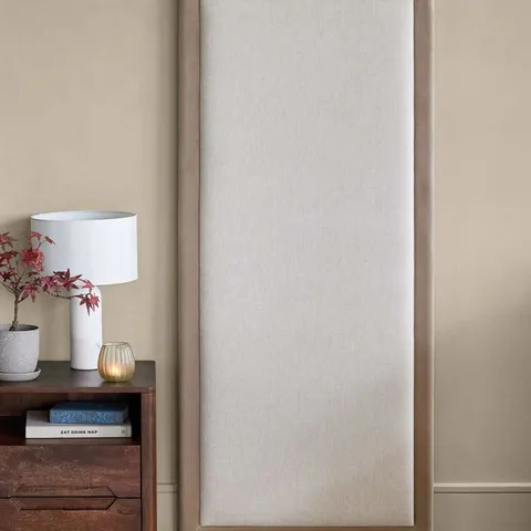 BOXED SET OF 3x DANETTI PENELOPE CHAMPAGNE NATURAL MIXED MATERIAL LARGE PANEL HEADBOARDS (3 BOXES)