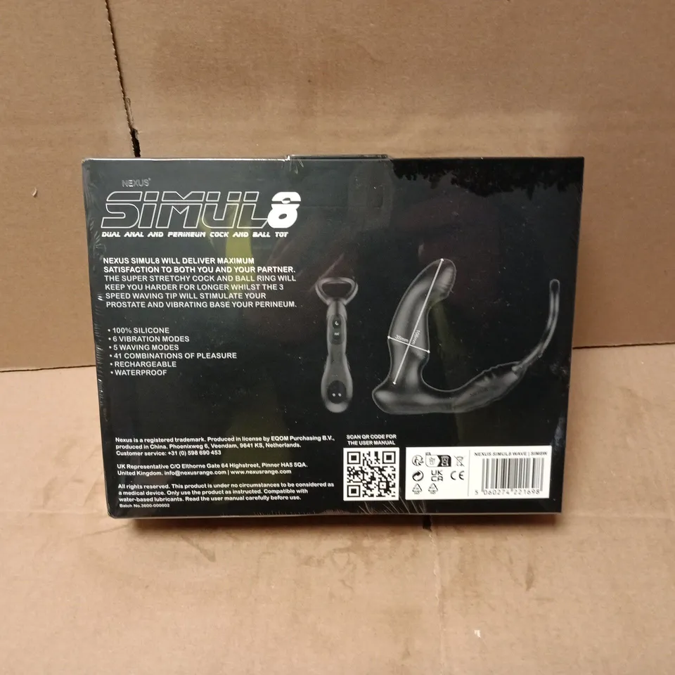 SEALED NEXUS SIMUL8 DUAL ANAL AND PERINEUM COCK AND BALL TOY - WAVE EDITION