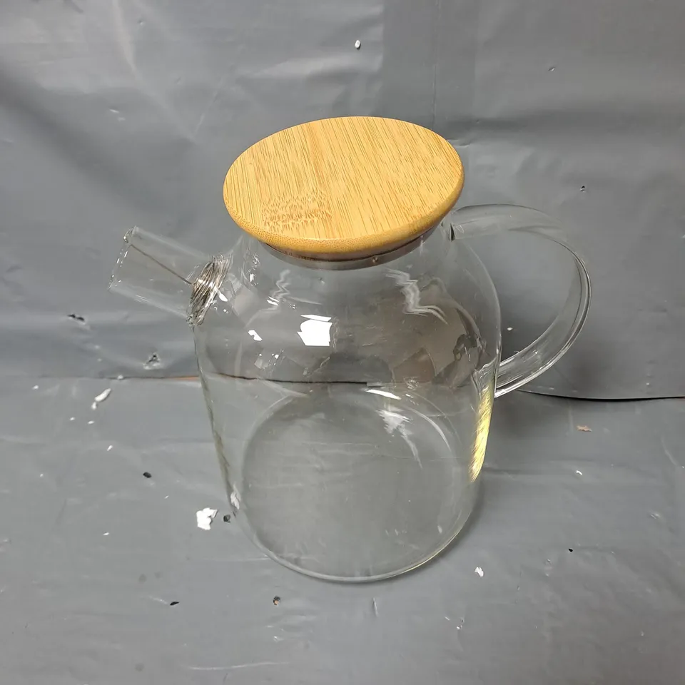 EVERSTRONG 1800ML CLEAR GLASS TEAPOT STOVETOP SAFE WITH BAMBOO LID, CT0469