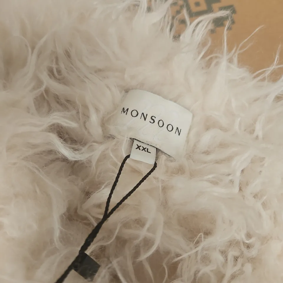MONSOON MAEVE SHAGGY FAUX FUR GILET IVORY - XXL