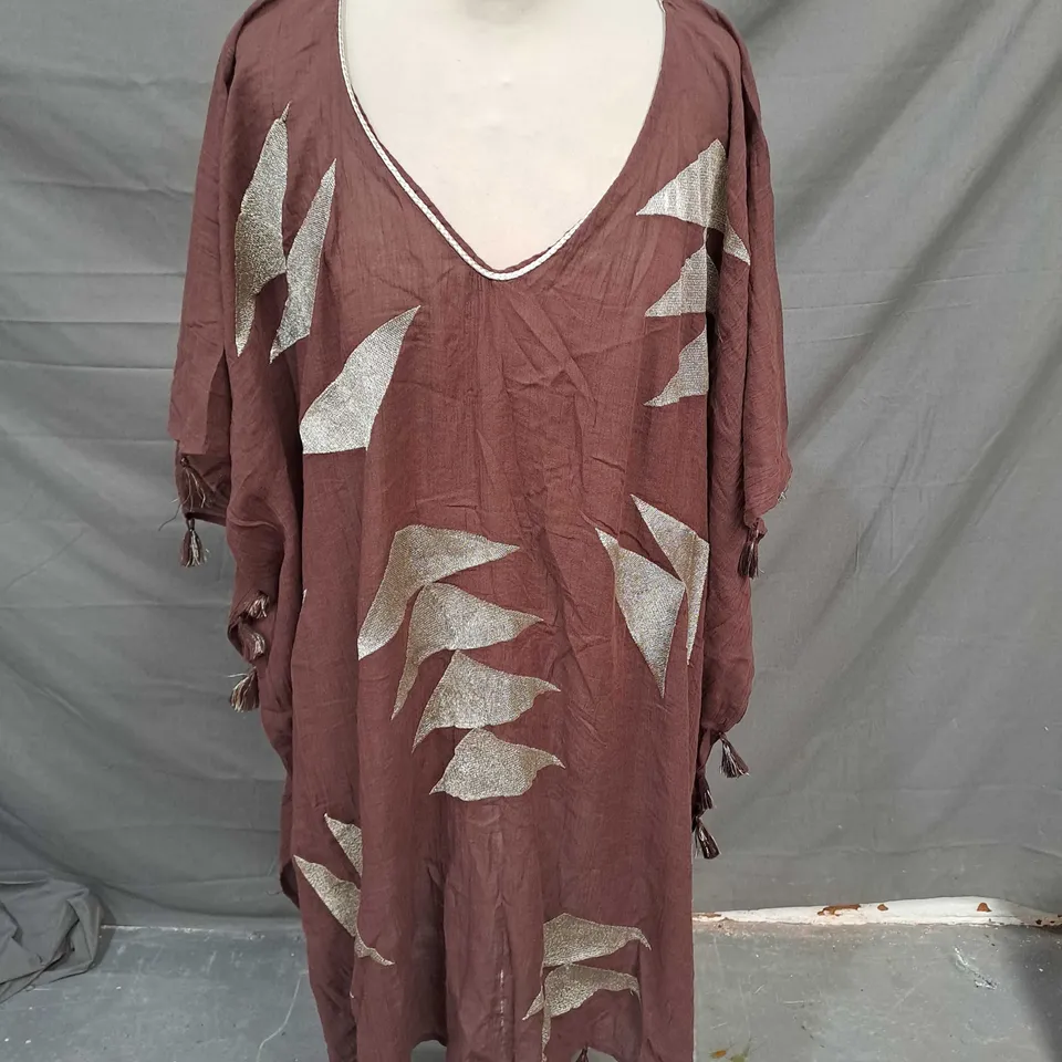 MONSOON PATTI PONCHO STYLE TOP BROWN SIZE LARGE