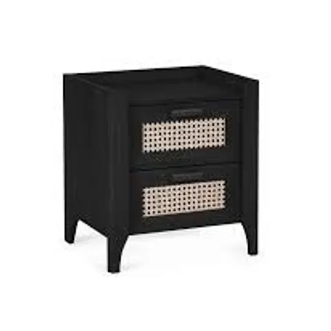 HOXED SYDNEY 2 DRAWER BEDSIDE TABLE - BLACK ASH (1 BOX)