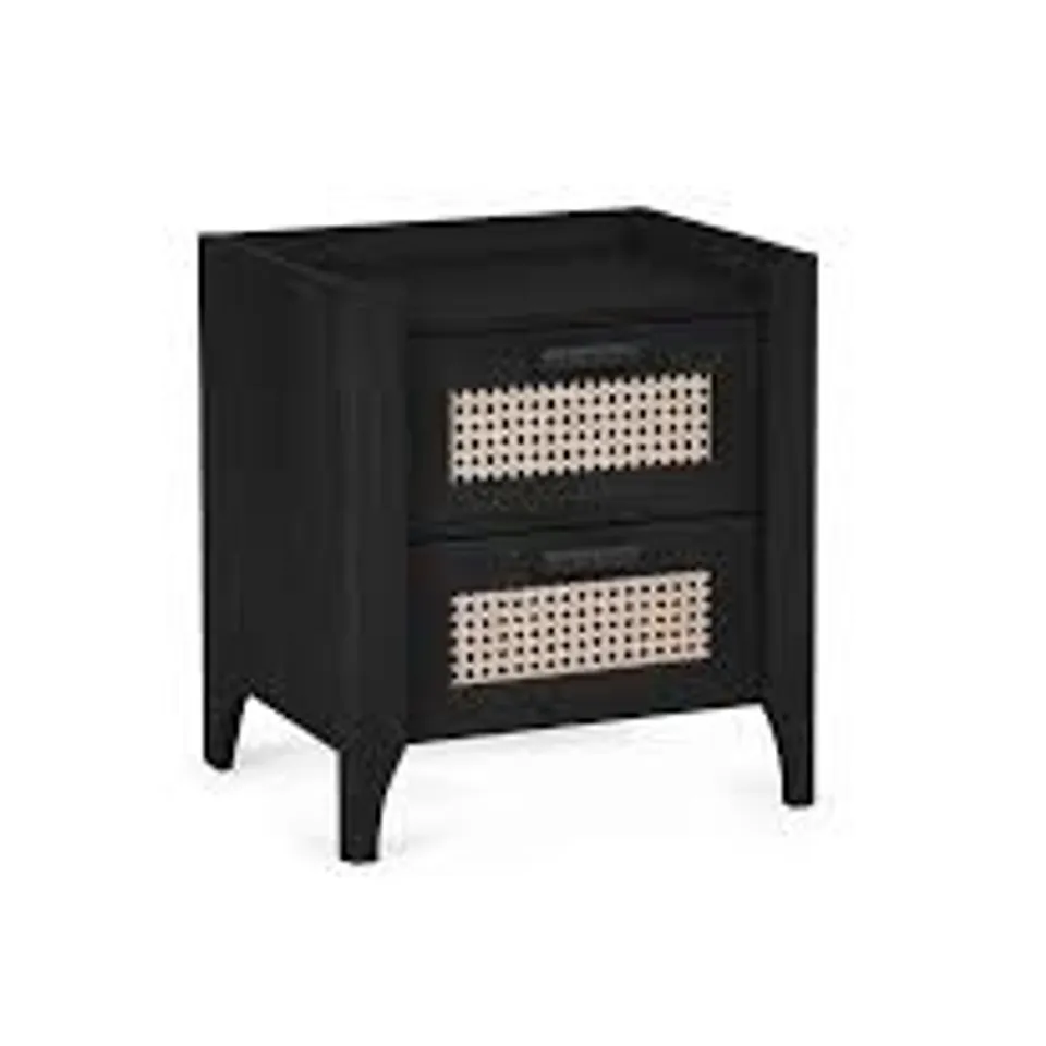 HOXED SYDNEY 2 DRAWER BEDSIDE TABLE - BLACK ASH (1 BOX)
