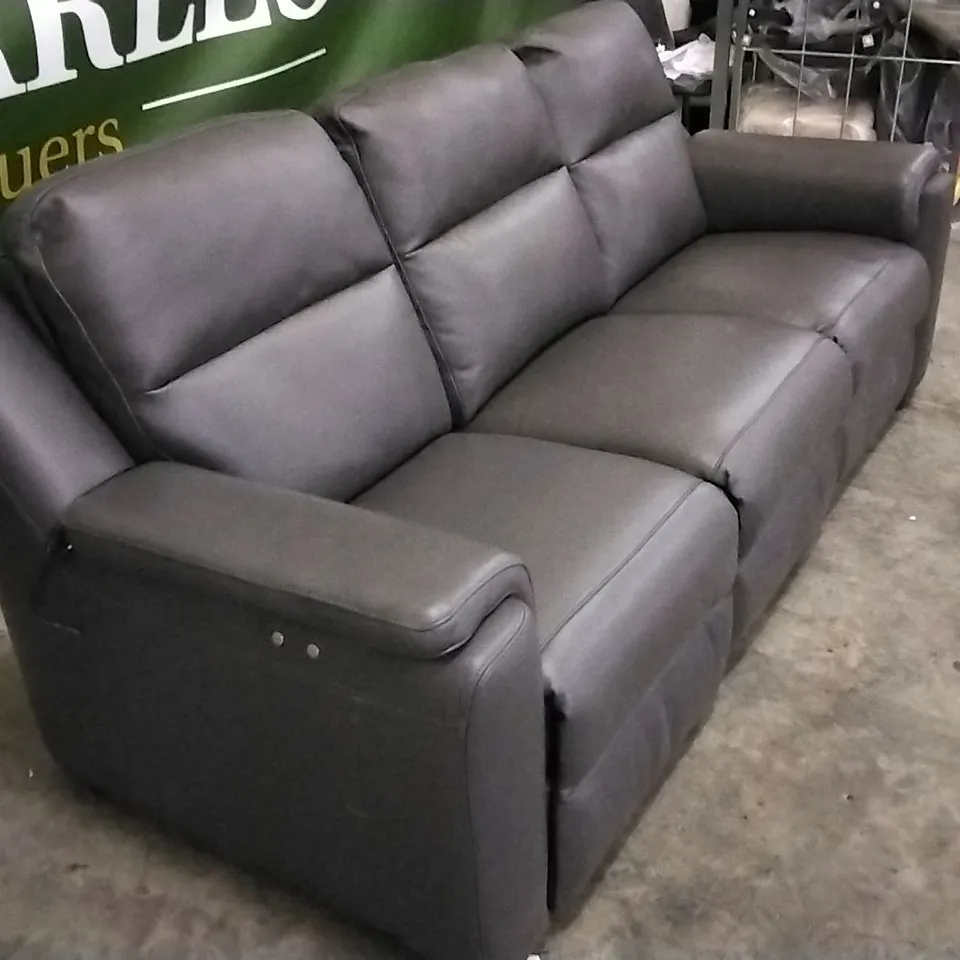 QUALITY ITALIAN DESIGNER AVILA POWER RECLINER LARGE SOFA MEDIUM GREY LEATHER
