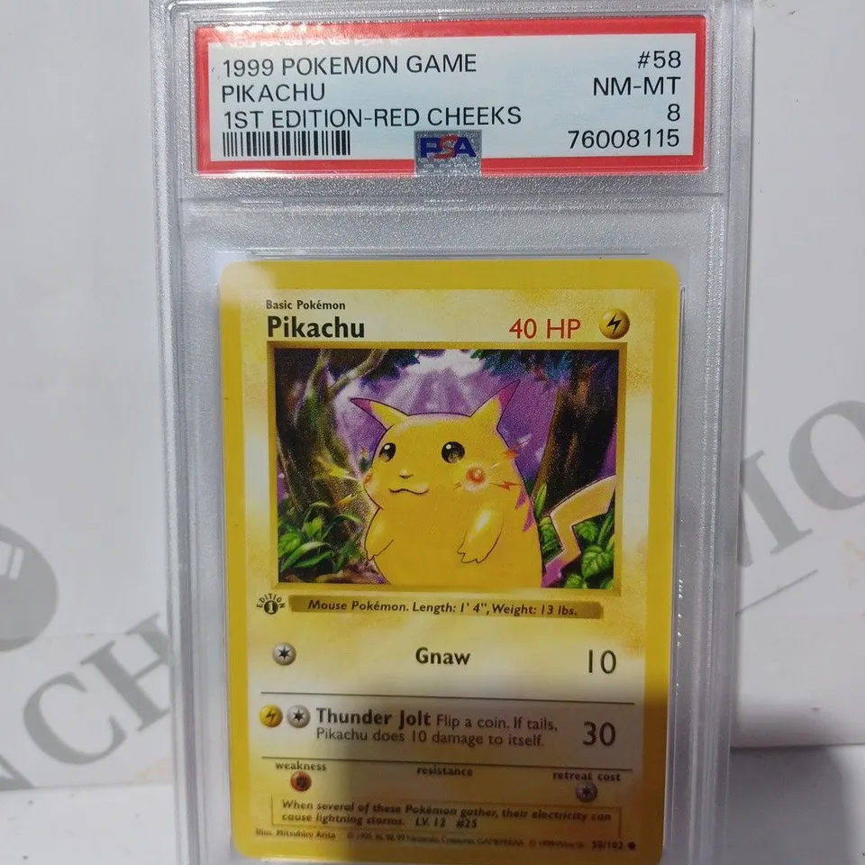 FRAMED AND GRADED COLLECTIBLE POKÉMON TRADING CARD - 1ST EDITION PIKACHU (1999)