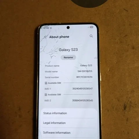 SAMSUNG GALAXY S23 SMARTPHONE – WHITE (CRACKED SCREEN)