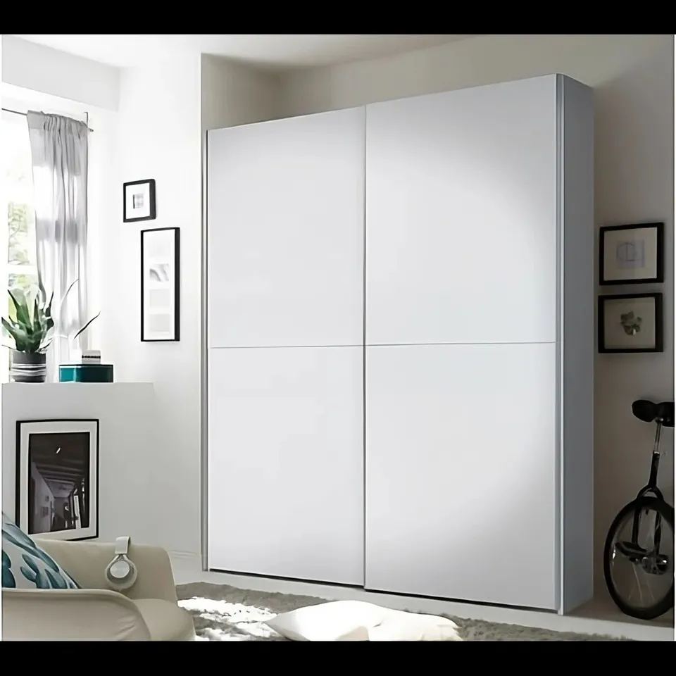 BOXED SEON SLIDING DOOR WARDROBE IN PRISTINE WHITE - PREMIUM LAMINATED BOARD W170CM (2 BOXES)