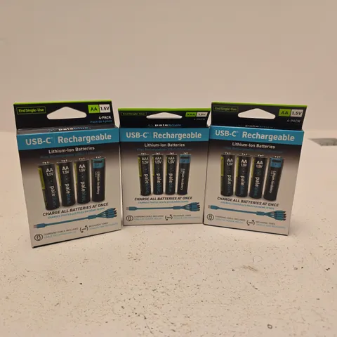 SET OF 3 PALEBLUE USB C RECHARGABLE LITHIUM ION BATTERIES AA