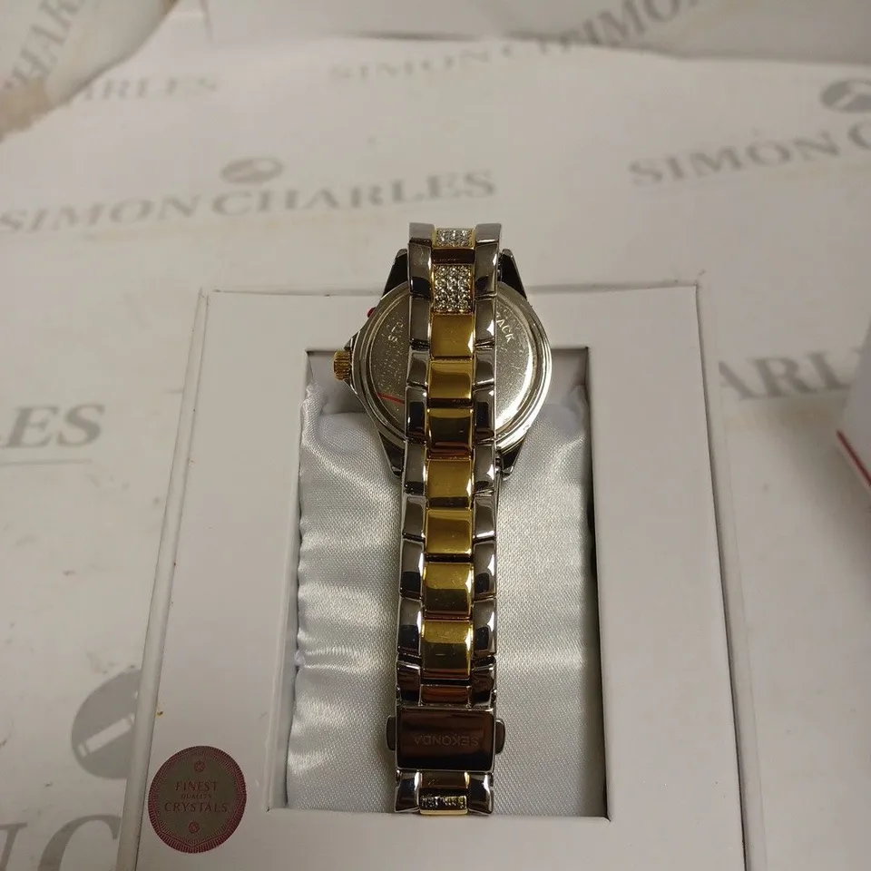 BOXED SEKONDA STAINLESS STEEL SILVER & GOLD LADIES WATCH 