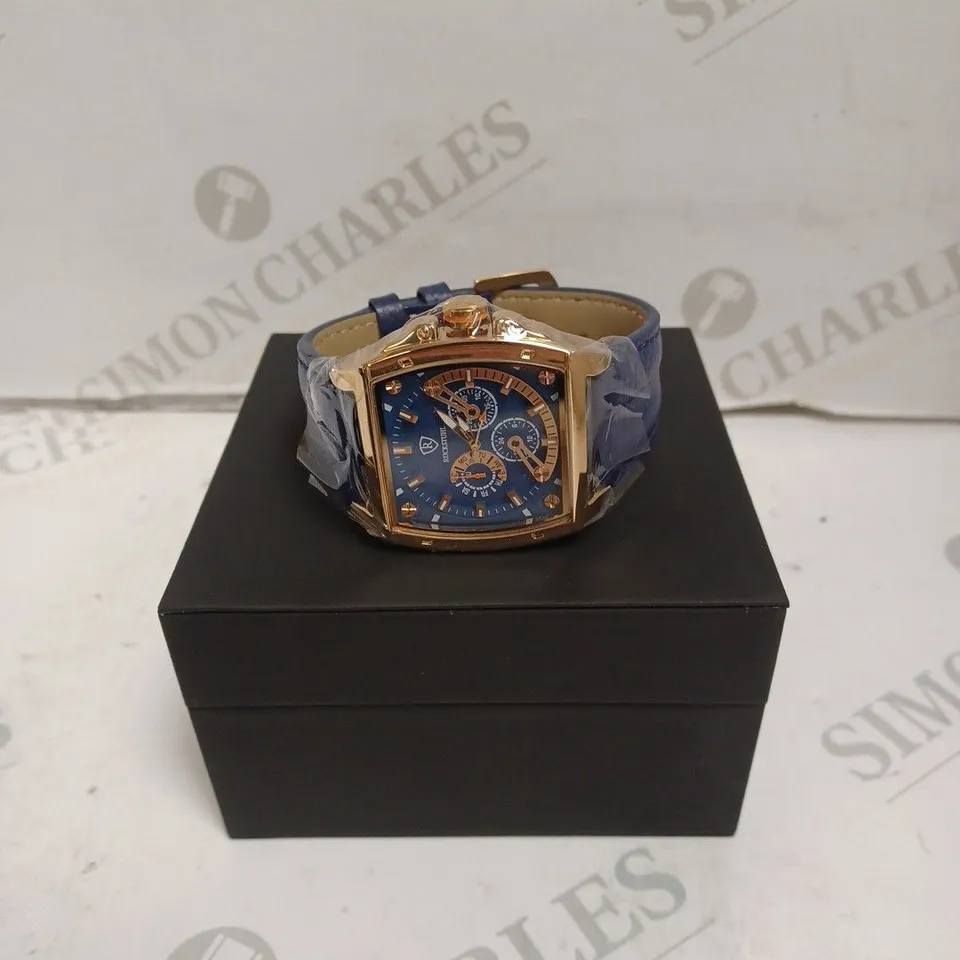 MENS RUCKSTUHL WATCH – SUB DIALS WITH DATE – STAINLESS STEEL FACE – LEATHER STRAP – 3ATM WATER RESISTANT