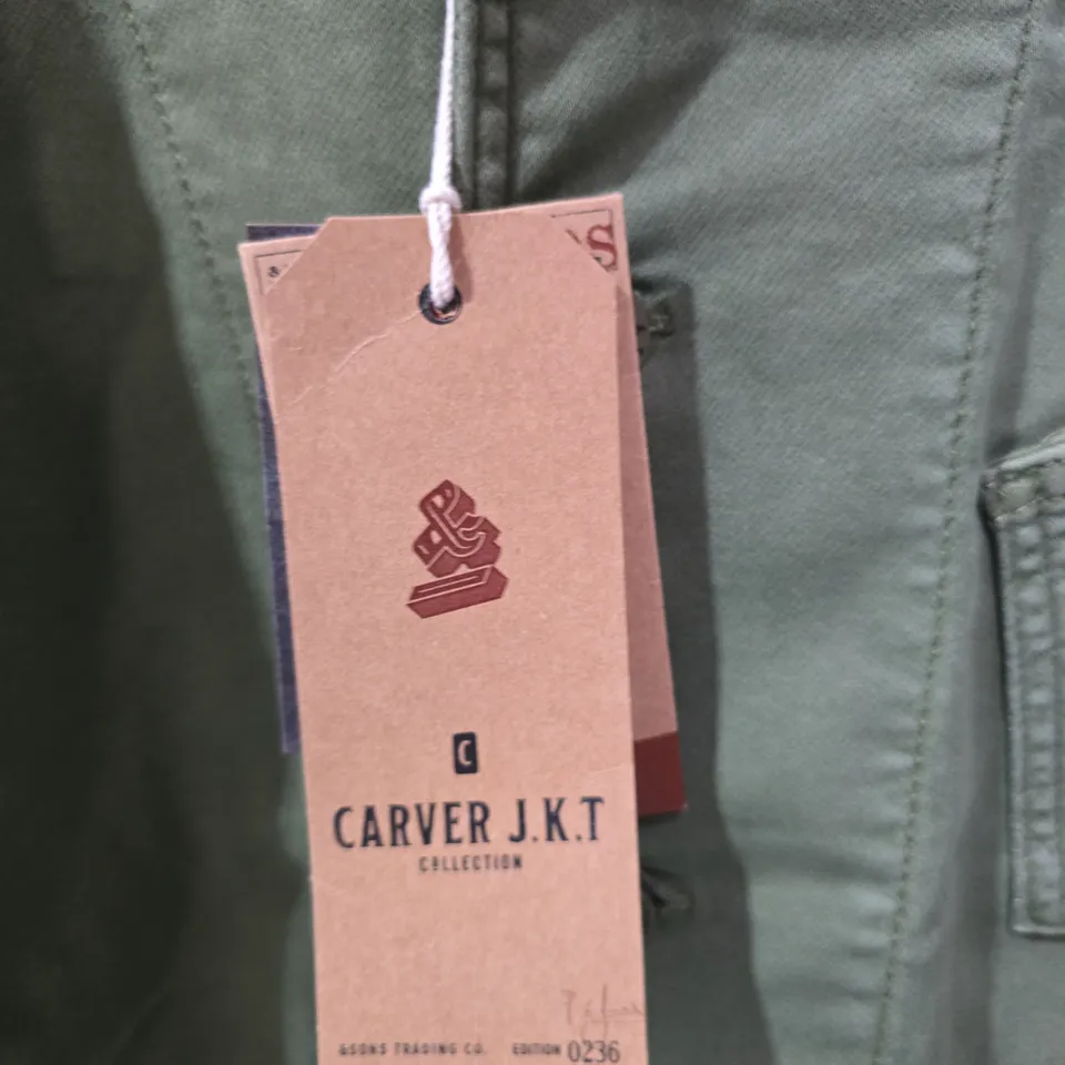SONS OLIVE GREEN UTILITY JACKET — CARVER J.K.T COLLECTION, SIZE S