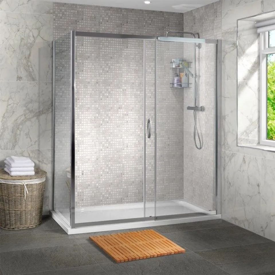 BOXED AQUA FLOE IRIS 1200X900MM SHOWER CUBICLE FIXED PANEL
