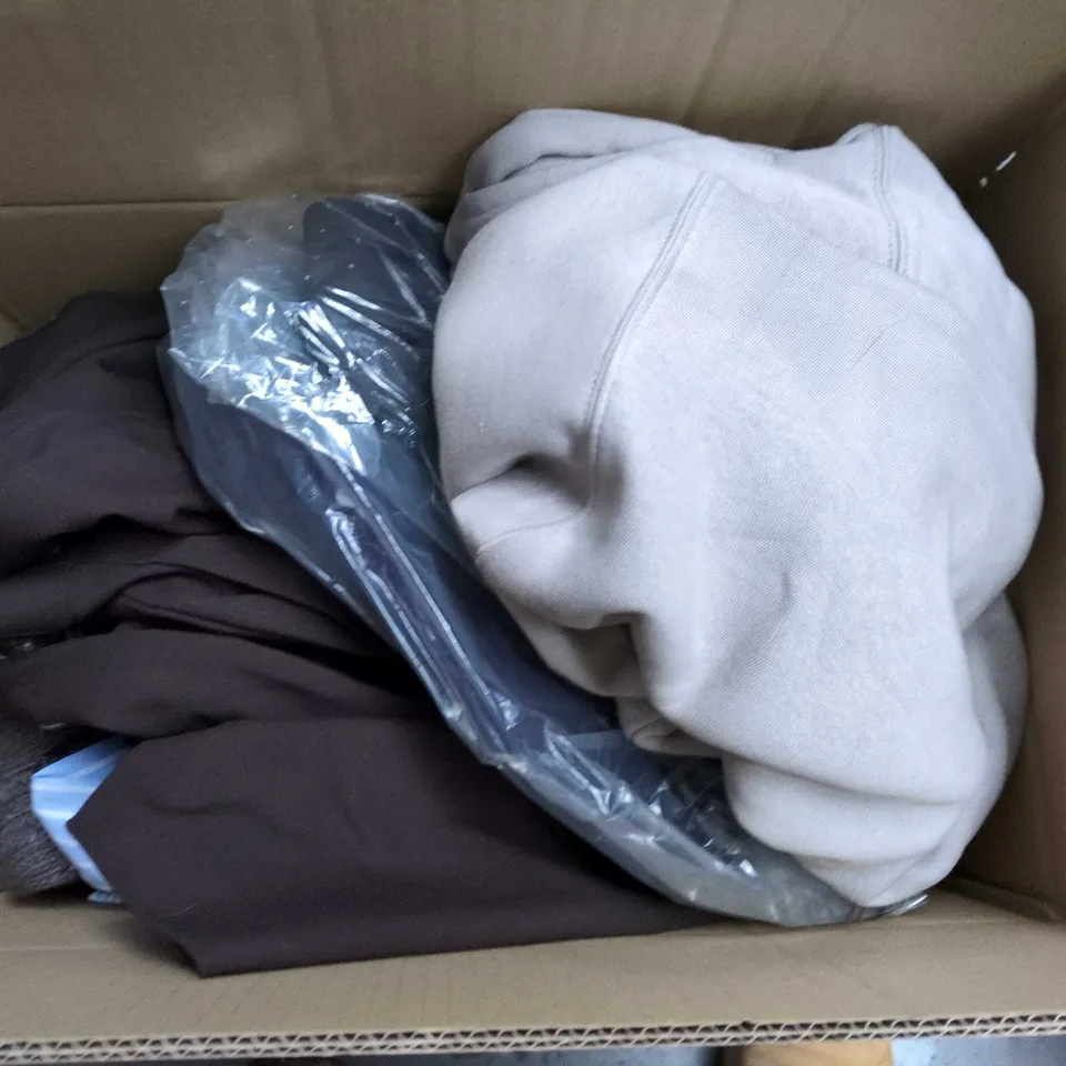 APPROXIMATELY 20 ASSORTED CLOTHING PRODUCTS IN VARIOUS STYLES & SIZES TO INCLUDE JACKETS, T-SHIRTS, DRESSES ETC