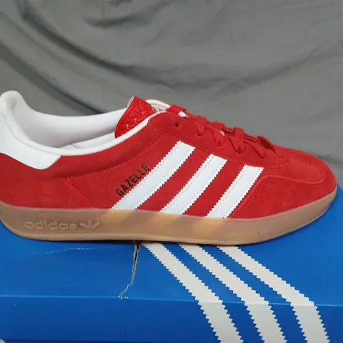 ADIDAS GAZELLE INDOOR SNEAKERS - RED SUEDE, UK 7.5