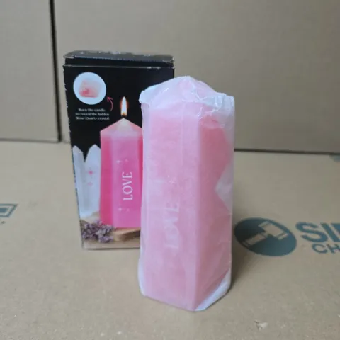 SPIRIT OF EQUINOX LOVE CANDLE A ROSE QUARTZ CRYSTAL