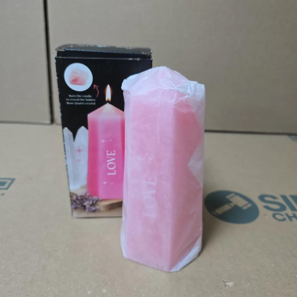 SPIRIT OF EQUINOX LOVE CANDLE A ROSE QUARTZ CRYSTAL