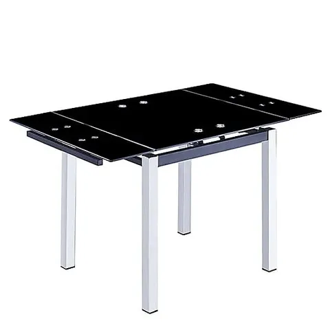 BOXED SARAH EXTENDING BLACK GLASS DINING TABLE (2 BOXES)