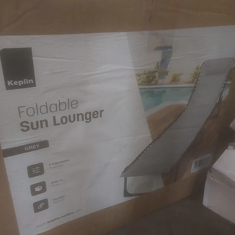 BOXED KEPLIN FOLDABLE SUN LOUNGER - GREY 