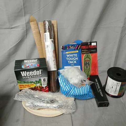 APPROXIMATELY 12 ASSORTED HOUSEHOLD ITEMS TO INCLUDE WEEDOL, WHITE TOUGH TACK, INCENSE STICKS, ETC