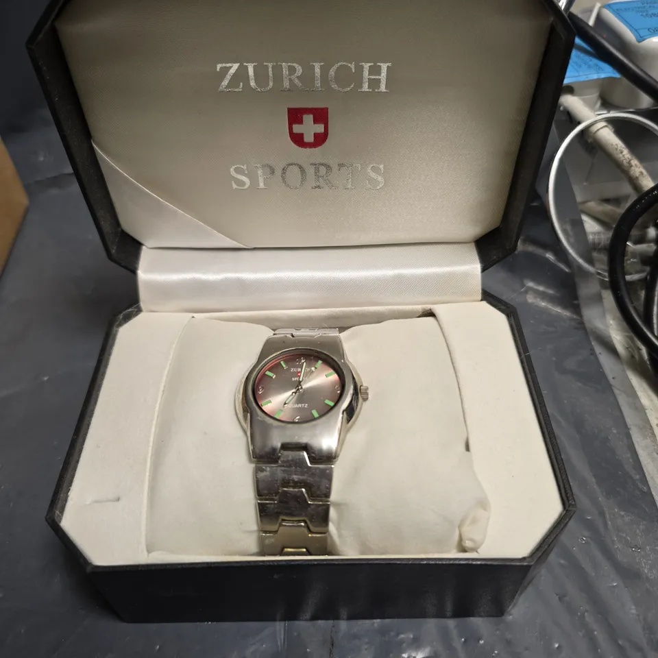 ZURICH SPORTS QUARTZ WRISTWATCH – STAINLESS STEEL BRACELET, PINK DIAL (BOXED)