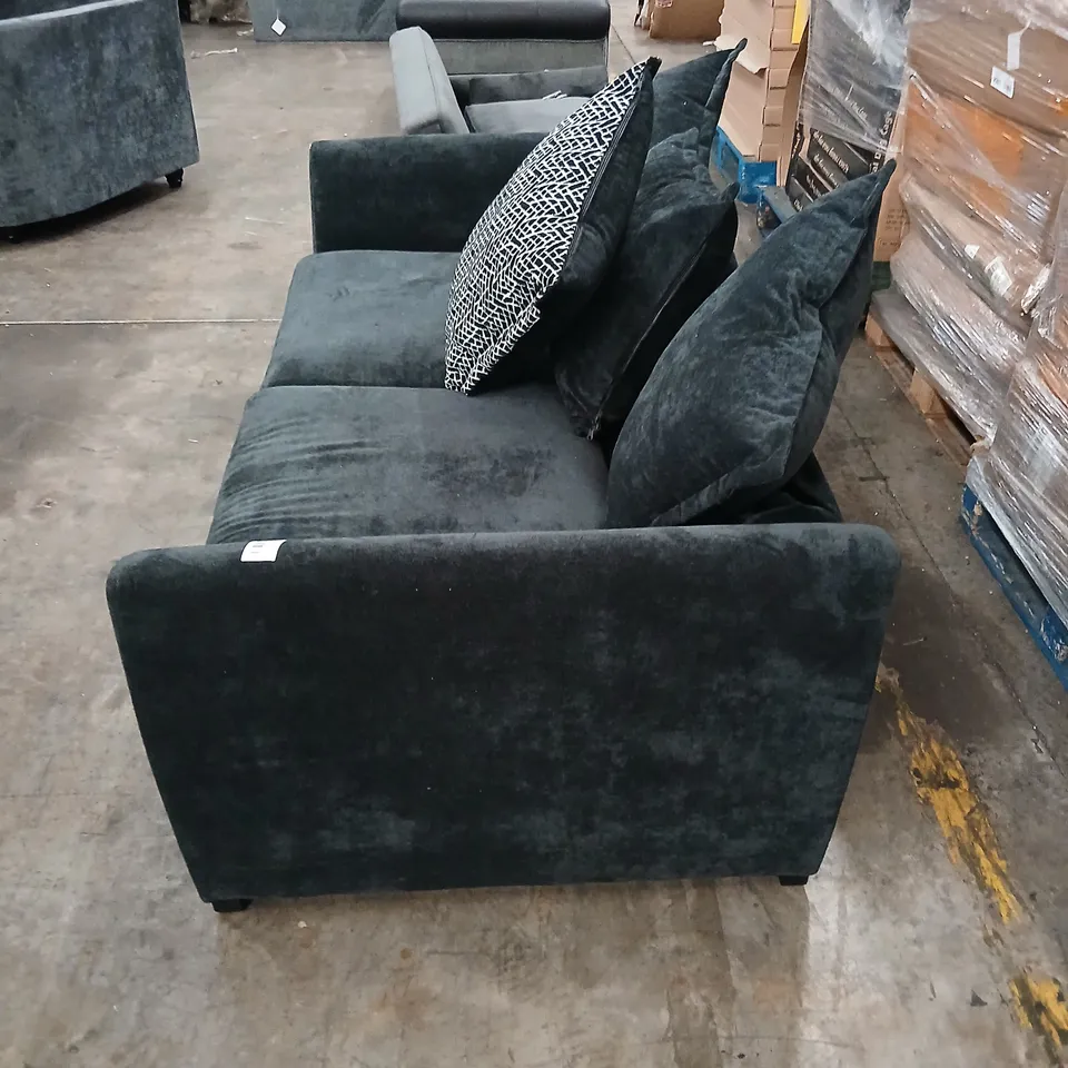 BLACK FABRIC TWO-SEAT SOFA WITH CUSHIONS