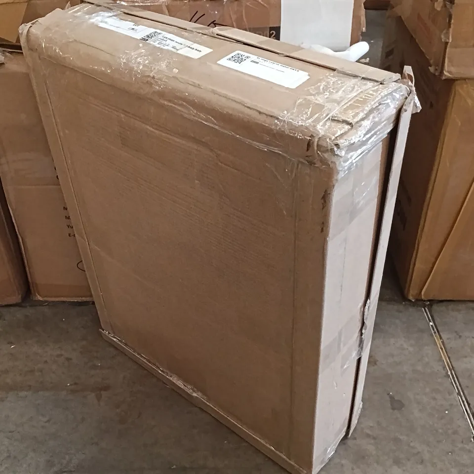 BOXED LUX BEDSIDE TABLE - WHITE/BLACK ONYX LEGS (1 BOX)