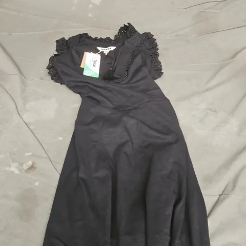 BODEN WOMEN'S BLACK DRESS WITH LACE TRIM – UK 10P 