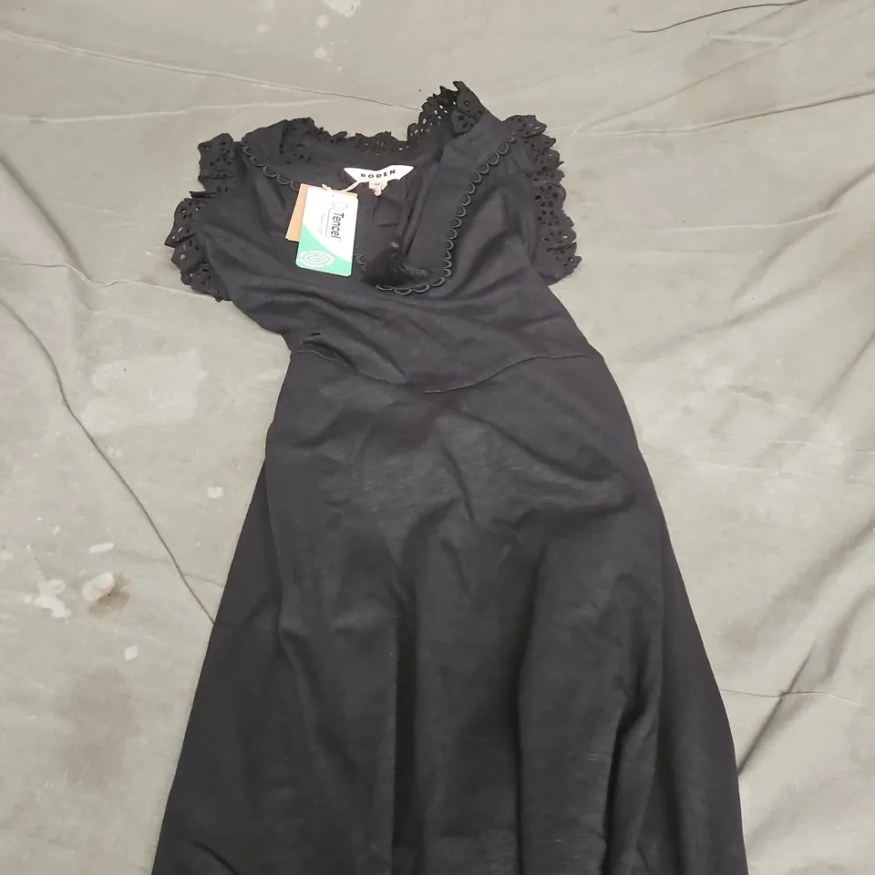BODEN WOMEN'S BLACK DRESS WITH LACE TRIM – UK 10P 