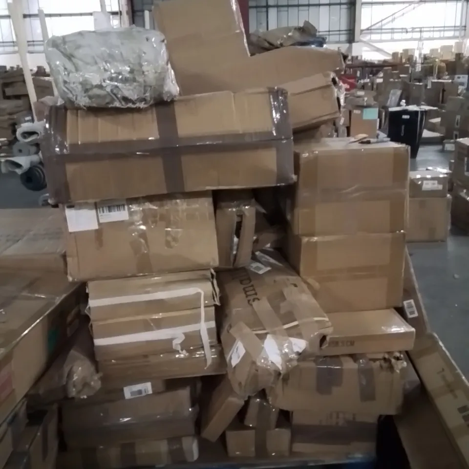 PALLET OF ASSORTED HOUSEHOLD GOODS AND PRODUCTS TO INCLUDE;GARDEN SHED,SHOE RACK,SHOWER TRAY