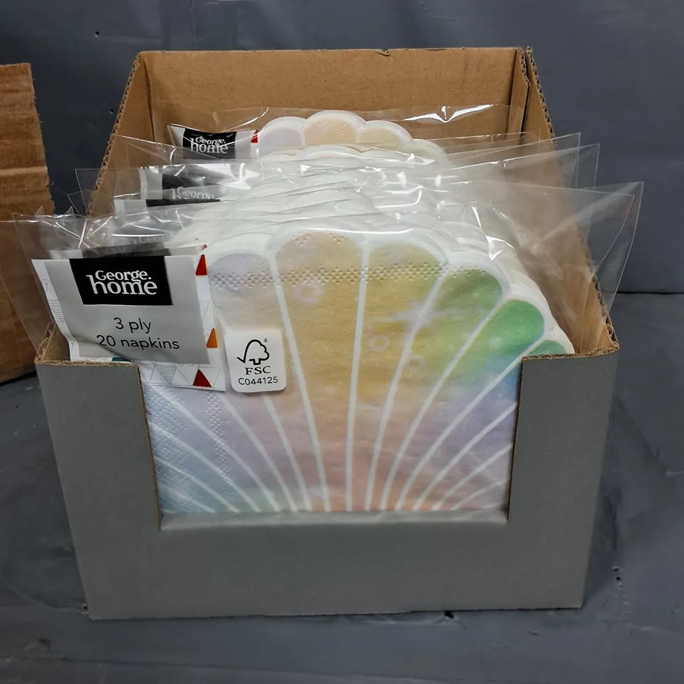 PALLET CONTAINING 60 BRAND NEW 10-PACKS OF SHELL THEMED NAPKINS