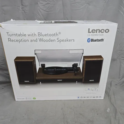 Lenco LS-100WD (V2) Turntable with Bluetooth – Wooden Speakers (Boxed)